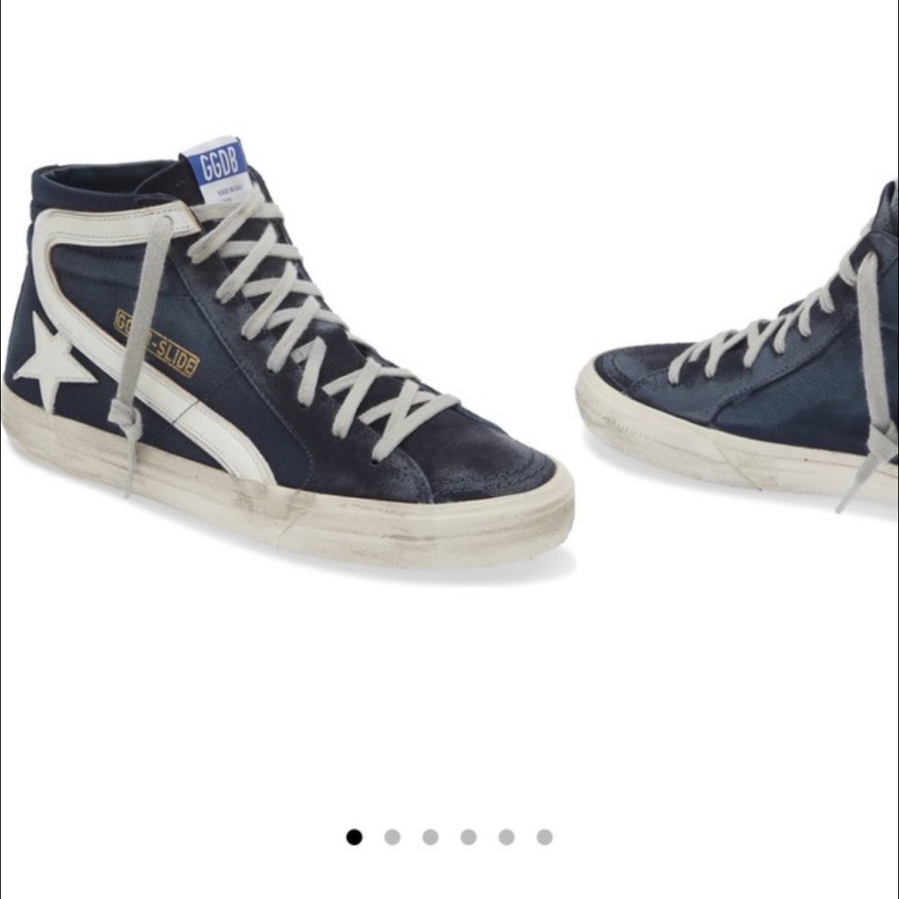 Suede Slide Sneakers in Navy Denim